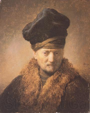 REMBRANDT Harmenszoon van Rijn Bust of an old man in a fur cap (mk33) France oil painting art